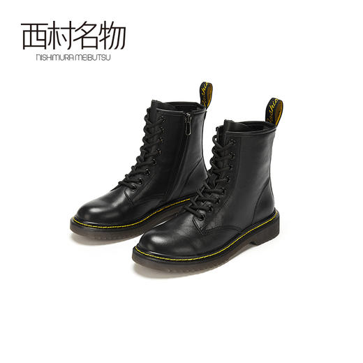 西村名物2020冬季新款净版潮流高街马丁靴牛皮金线系带女靴X20DS44938 商品图3