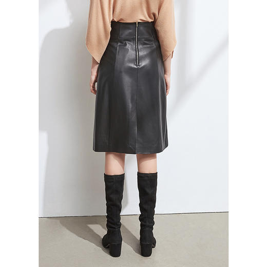 EITIE爱特爱女装冬季新款气质包臀显瘦A版时尚百搭半身裙皮裙6493112 商品图8