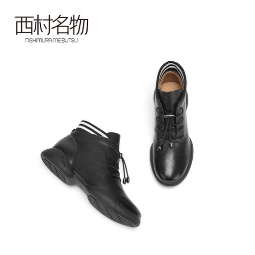 西村名物2020冬季新款马丁靴牛皮革平跟复古英伦风短靴T20DF40041 商品图2