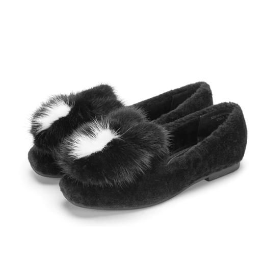 西村名物秋冬新款可爱时尚豆豆鞋毛毛鞋貂毛皮X283M33691 商品图2