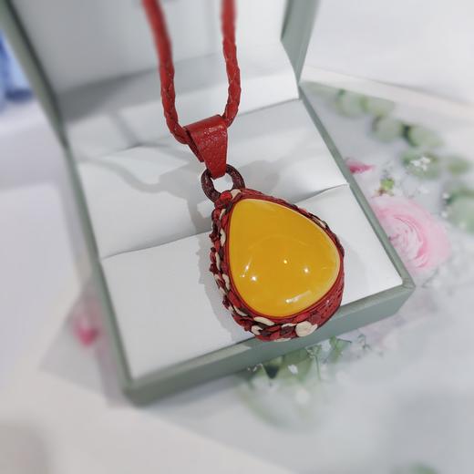 皮绳蜜蜡套装(戒指+项链) 商品图2