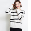 上海旗袍厂YP-615-55831秋冬新款套头长袖羊绒衫条纹宽松毛衣圆领时尚女短款打底毛衣 商品缩略图2