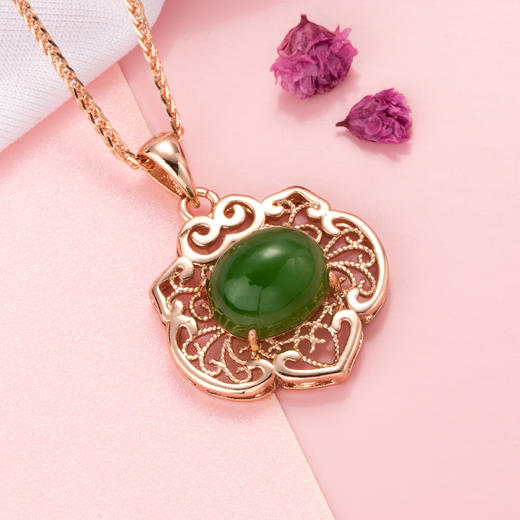 宏艺珠宝如意珍宝和田玉925银挂坠不含链