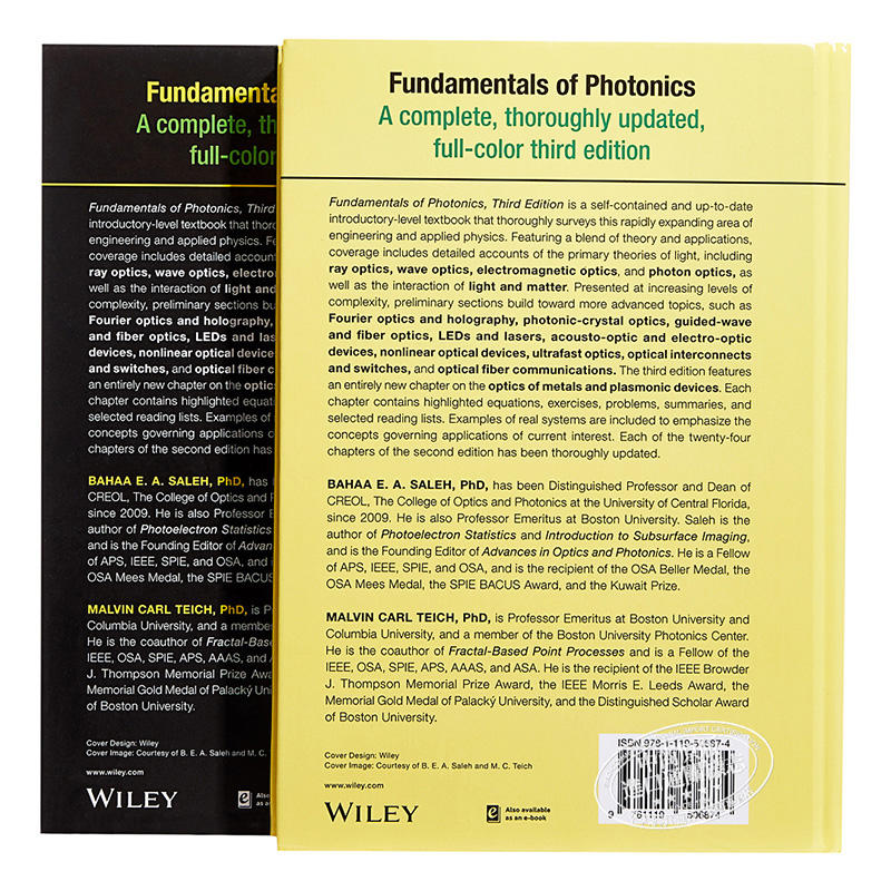 中商原版】Fundamentals of Photonics, Third Edition, 2 Volume Set  英文原版光子学基础（第3版2卷集） Bahaa Saleh