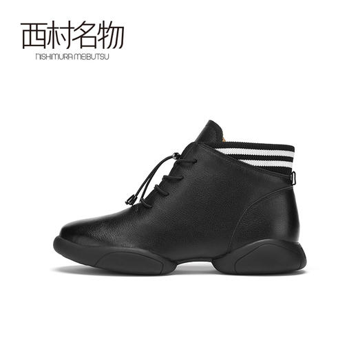 西村名物2020冬季新款马丁靴牛皮革平跟复古英伦风短靴T20DF40041 商品图3
