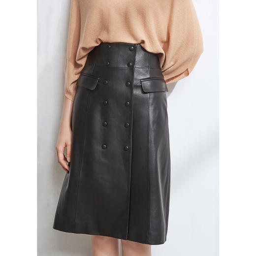 EITIE爱特爱女装冬季新款气质包臀显瘦A版时尚百搭半身裙皮裙6493112 商品图9