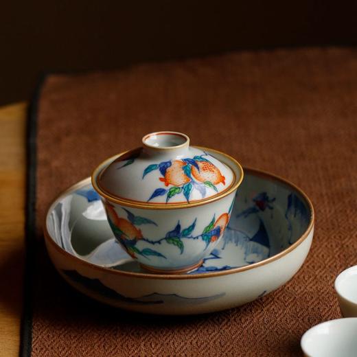 盖碗-斗彩石榴小盖碗