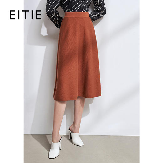 EITIE爱特爱冬季新款气质显瘦百搭垂坠羊毛针织A版半身裙女裙6401107 商品图0