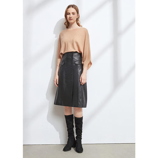 EITIE爱特爱女装冬季新款气质包臀显瘦A版时尚百搭半身裙皮裙6493112 商品图6