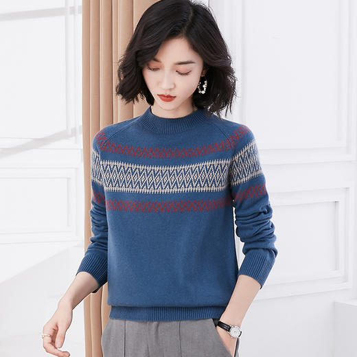 上海旗袍厂ee-hf8910f6秋冬新款羊毛衫长袖时尚圆领针织衫宽松型女短