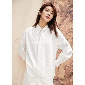 Famecoco范可儿秋冬衬衫女设计感小众百搭白色衬衣上衣F208BA006