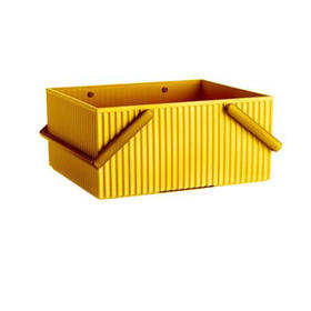 方形波浪收纳筐 芥末黄 L