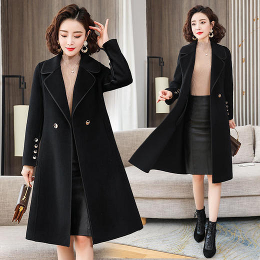 KQL-230081宽松气质加厚羊毛呢双面羊毛绒大衣外套 商品图2