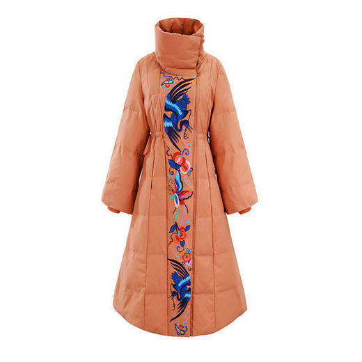 WZNH-MJ2102新款时尚优雅气质宽松绣花中长款保暖舒适棉衣 商品图4