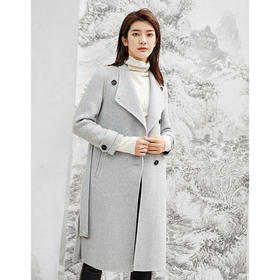 famecoco范可儿毛呢外套秋冬赫本风双面呢大衣中长款F208AC110