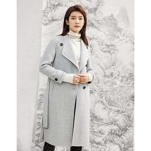 famecoco范可儿毛呢外套秋冬赫本风双面呢大衣中长款F208AC110 商品图0