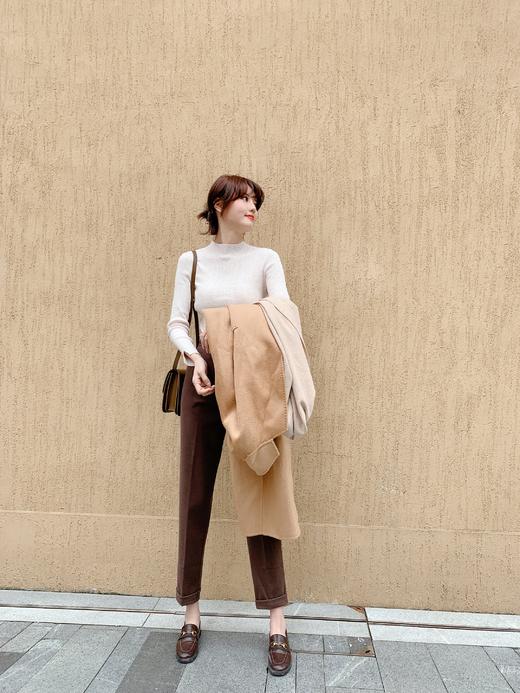 【百图lulu私服】【毛呢裤】九分裤 高腰显瘦直筒宽松  毛呢裤  烟管裤 商品图0