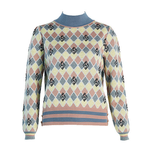 乔万尼秋冬新款羊毛撞色休闲舒适减龄设计感百搭立领套头毛衫ES4M413 商品图4