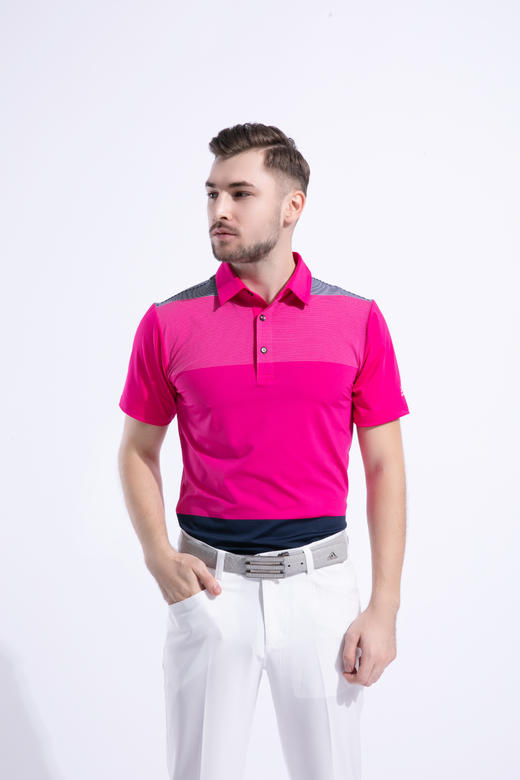 2022顺丰包邮<短袖 拼接条纹 灰 红> 高尔夫服装 纯色男士短袖t恤 优质面料 帅气时尚男装GOLF球衣 商品图9