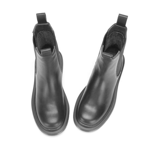 西村名物2020新款烟管靴烟囱靴牛皮革简约时尚牛皮低跟短靴X20DS41911 商品图1