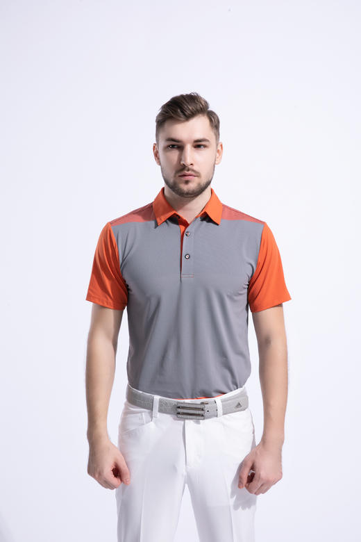 2022顺丰包邮<短袖 拼接条纹 灰 红> 高尔夫服装 纯色男士短袖t恤 优质面料 帅气时尚男装GOLF球衣 商品图0