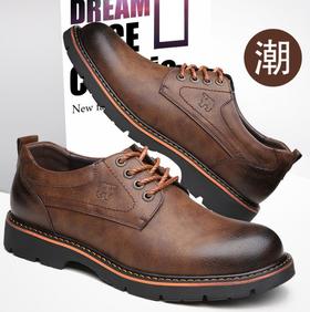 【服饰鞋包】休闲皮鞋男工装鞋英伦复古马丁靴男低帮潮流系带厚底韩版大头鞋子