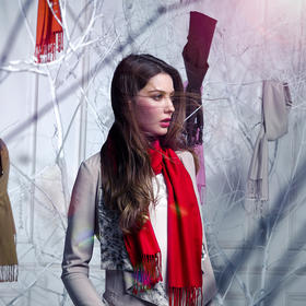 【金三塔】真丝绒双面提花长巾