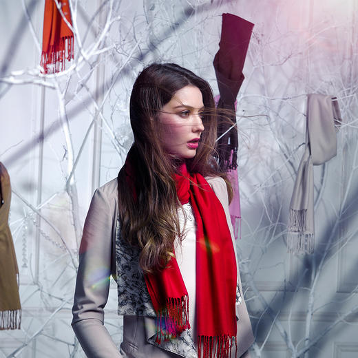 【金三塔】真丝绒双面提花长巾 商品图0