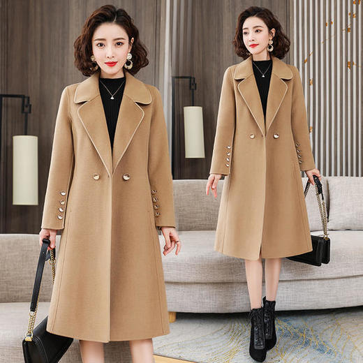 KQL-230081宽松气质加厚羊毛呢双面羊毛绒大衣外套 商品图1