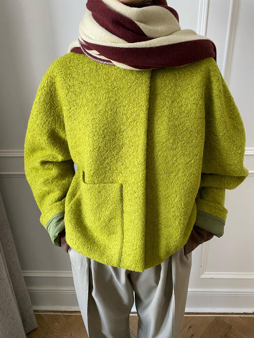 HIDEMI廓形一粒扣圈圈羊毛短款大衣/外套 商品图9