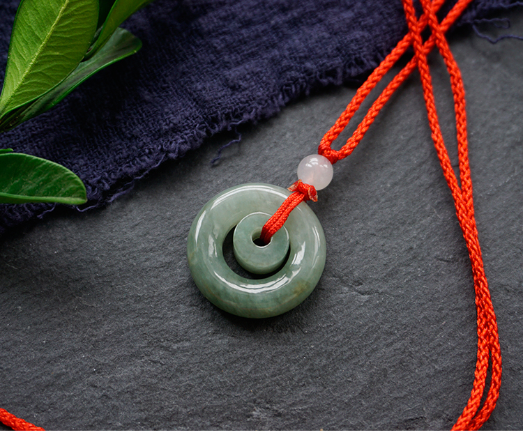 玄真文化a货老坑翡翠平安子母扣项链吊坠玉坠玉石挂件男女亲子款