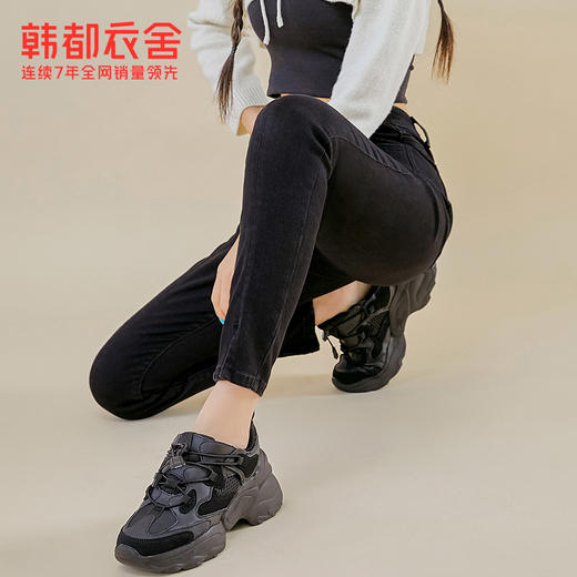 韩都衣舍2021春新款女弹力修身小脚显瘦加绒牛仔长裤PT9808 商品图1