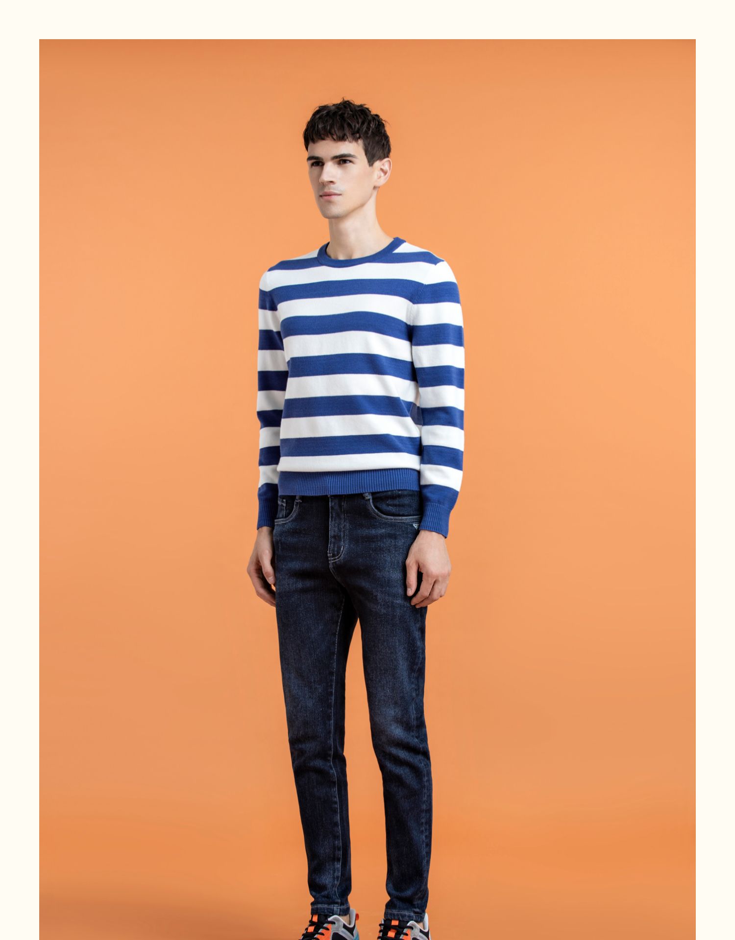 半身缘男裤 冬季刺绣工艺石磨水洗牛仔长裤204101p10108112