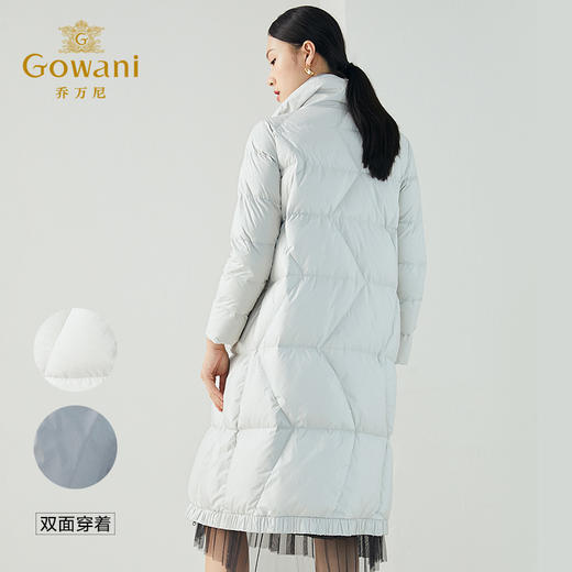 乔万尼秋冬新款简约时尚明线设计感90白鸭绒双面穿中长款羽绒服ES4T419 商品图3