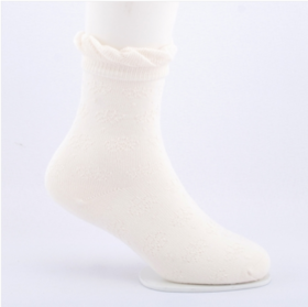 【自营】有机棉浅棕花边公主袜1双16-18cm