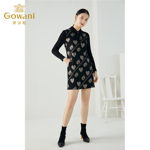 乔万尼秋冬新款羊毛呢针织设计感软糯舒适显瘦保暖长袖连衣裙ES4E306 商品图2