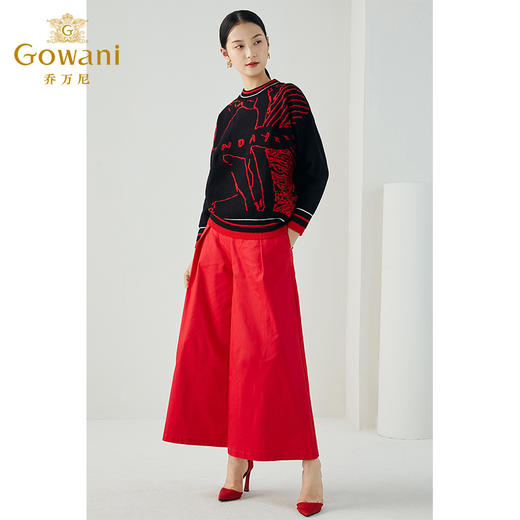 乔万尼秋冬新款纯羊毛时尚减龄休闲撞色设计感卫衣式连衣裙ES4M381 商品图1