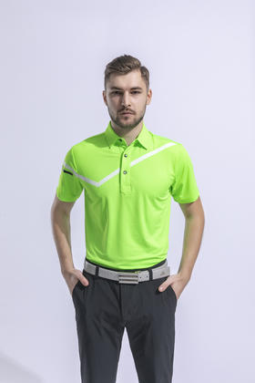 2022顺丰包邮<短袖 斜线 果绿> 高尔夫服装 纯色男士短袖t恤 速干面料 帅气夏季男装GOLF球衣FL