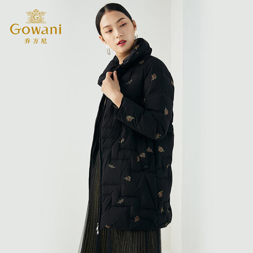 乔万尼秋冬新品重磅绣花工艺如意云设计抗寒保暖中长款羽绒服ES4T429 商品图1