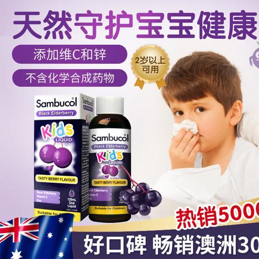 【保税仓】澳洲Sambucol黑接骨木儿童VC维生素C补锌营养糖浆120ML 商品图0