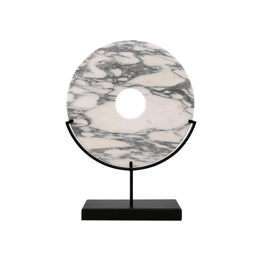 灰白玉片+托 饰品摆件 Marble disk with stand 商品图1