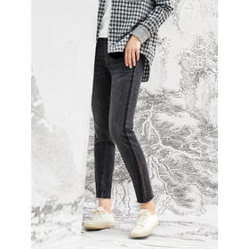 Famecoco范可儿牛仔裤直筒修身显瘦小脚裤F208GA014