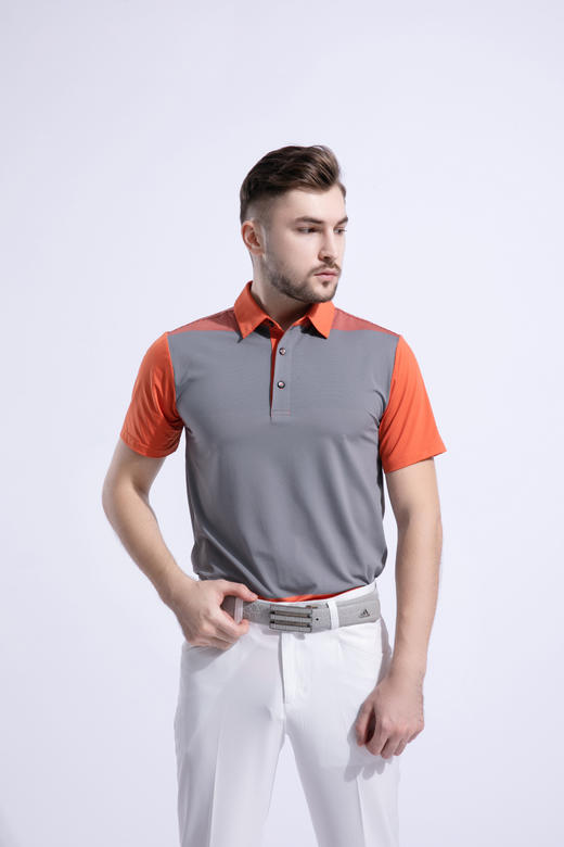 2022顺丰包邮<短袖 拼接条纹 灰 红> 高尔夫服装 纯色男士短袖t恤 优质面料 帅气时尚男装GOLF球衣 商品图4