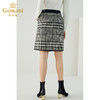 乔万尼秋冬经典黑白格撞色织带时尚百搭洋气英伦风显瘦半裙ES4D420 商品缩略图1