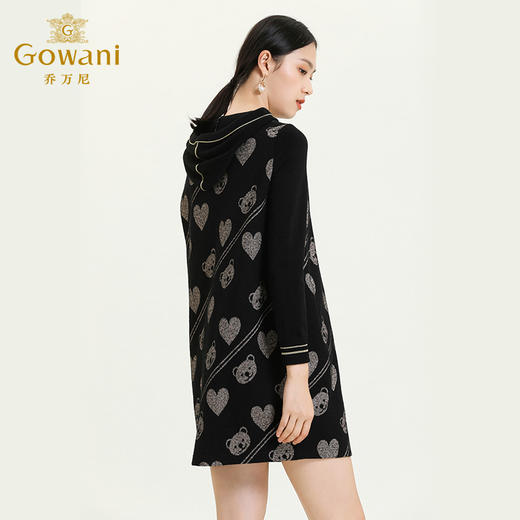 乔万尼秋冬新款重磅羊毛保暖时尚减龄休闲舒适气质款连帽连衣裙ES4E340 商品图3