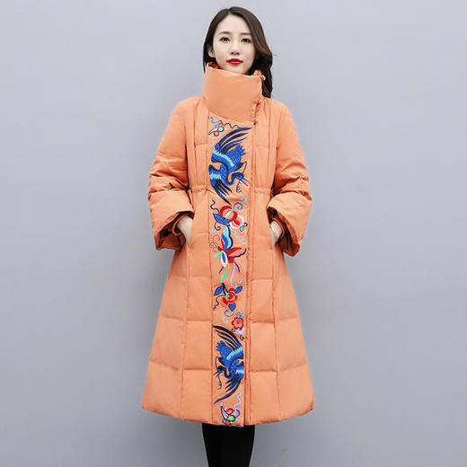 WZNH-MJ2102新款时尚优雅气质宽松绣花中长款保暖舒适棉衣 商品图2