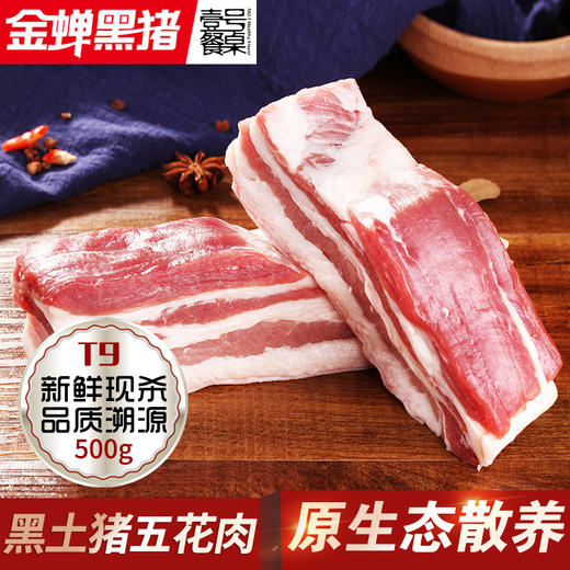 壹号餐桌金蝉T9大别山散养土猪五花肉 500g冻品～ 商品图0