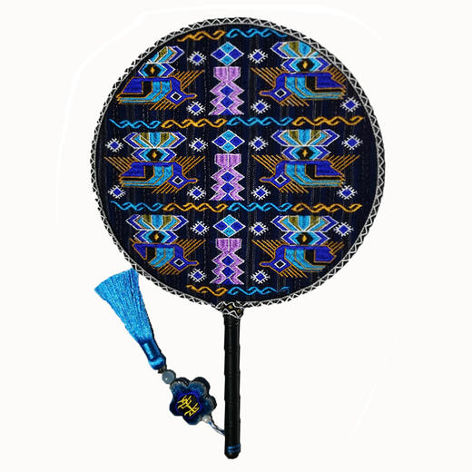 1106直播酉阳酉州苗绣福在眼前刺绣扇手工蜡染土布印花团扇宫扇