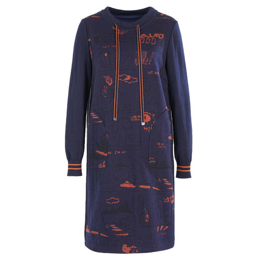 乔万尼秋冬新款针织修身绵羊毛针织面料撞色设计感圆领长袖连衣裙ES4E337 商品图5