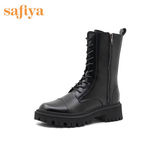 safiya索菲娅黑曜骑士时装靴新款双拉链马丁靴女鞋SF04116321 商品图0